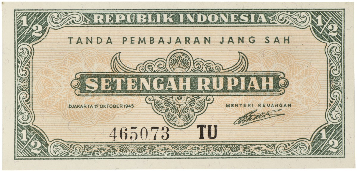 Indonesia. 0,5 Rupiah. Banknotes. Type 1945. - UNC.