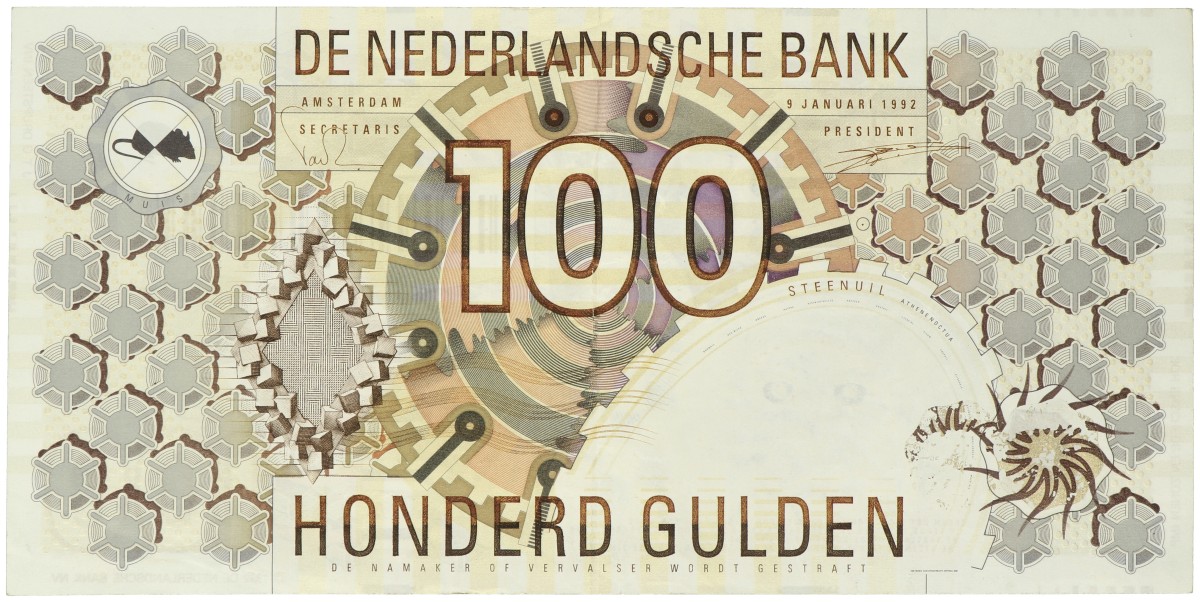 Nederland. 100 Gulden. Misdruk. Type 1992. - Zeer Fraai.