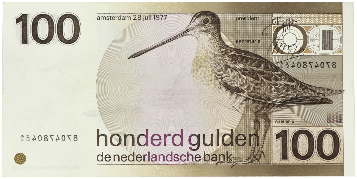 Nederland. 100 Gulden. Misdruk. Type 1977. - Prachtig.