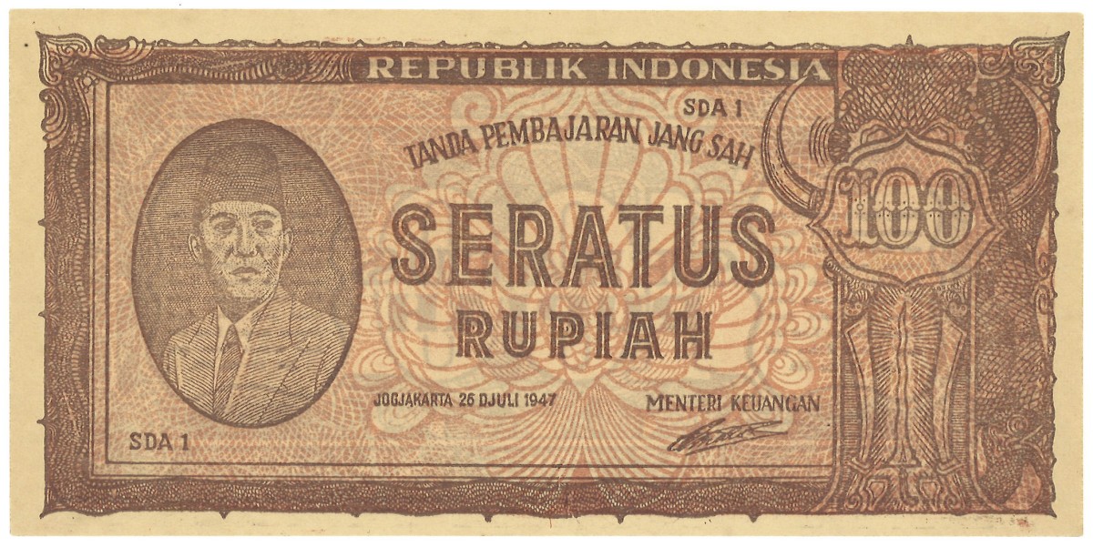 Indonesia. 100 Rupiah. Banknote. Type 1947. - UNC.