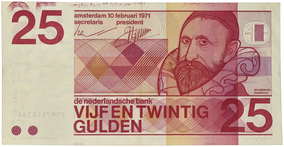 Nederland. 25 Gulden. Misdruk. Type 1971. - Zeer Fraai.