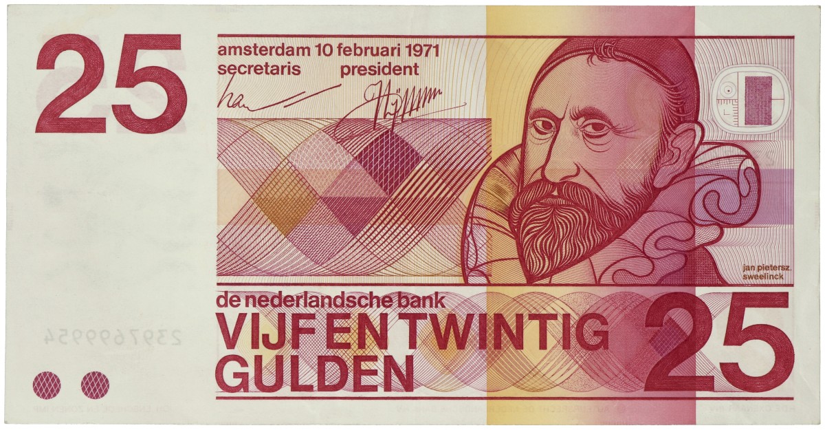 Nederland. 25 Gulden. Misdruk. Type 1971. - Zeer Fraai / Prachtig.