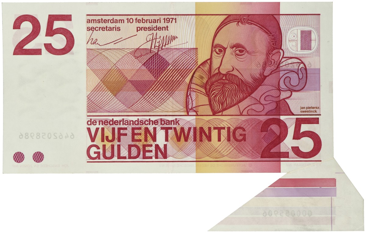 Nederland. 25 Gulden. Misdruk. Type 1971. - Prachtig.