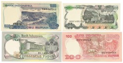 Indonesia. 100/500/500/1000 Rupiah. Banknotes. Type 1977-1982. - UNC.