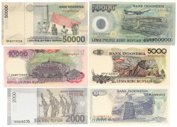 Indonesia. 1000/2000/5000/10000/50000/50000 Rupiah. Banknotes. Type 1992-2009. - UNC.