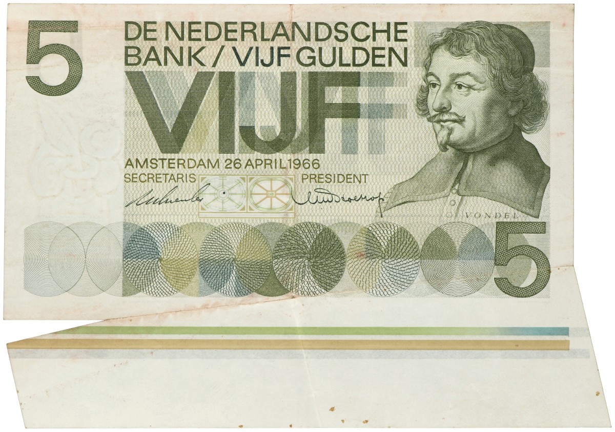 Nederland. 5 Gulden. Misdruk. Type 1966. - Prachtig.