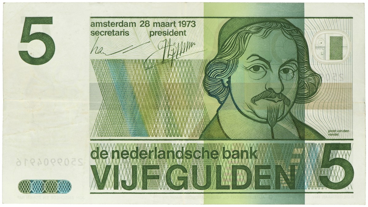 Nederland. 5 Gulden. Misdruk. Type 1973. - Zeer Fraai.