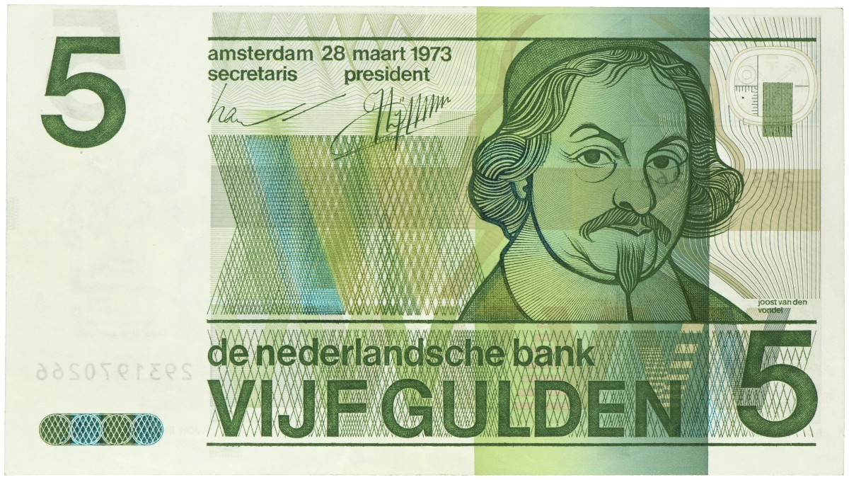 Nederland. 5 Gulden. Misdruk. Type 1973. - Zeer Fraai.