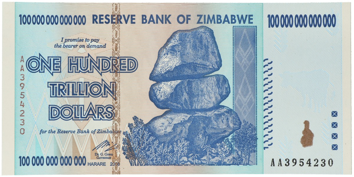 Zimbabwe. 100000000000000 Dollars. Banknote. Type 2003. - UNC.