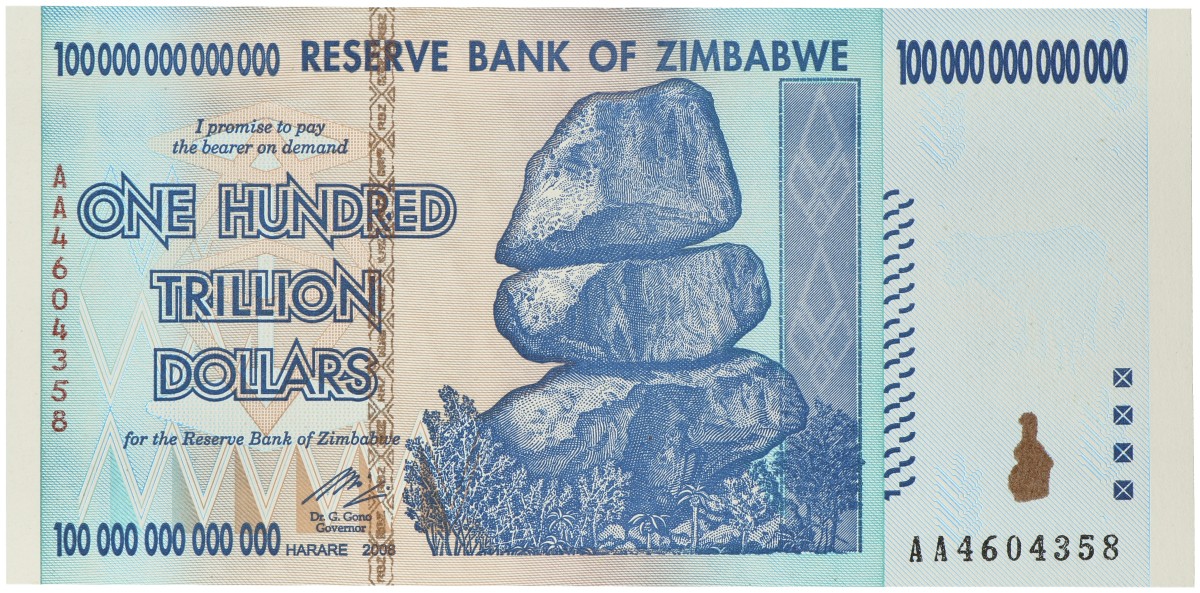 Zimbabwe. 100000000000000 Dollars. Banknote. Type 2003. - UNC.