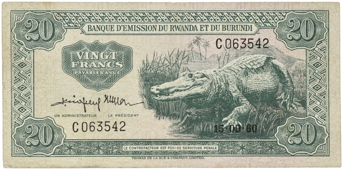 Rwanda - Burundi. 20 Francs. Banknote. Type 1960. - Extremely fine.