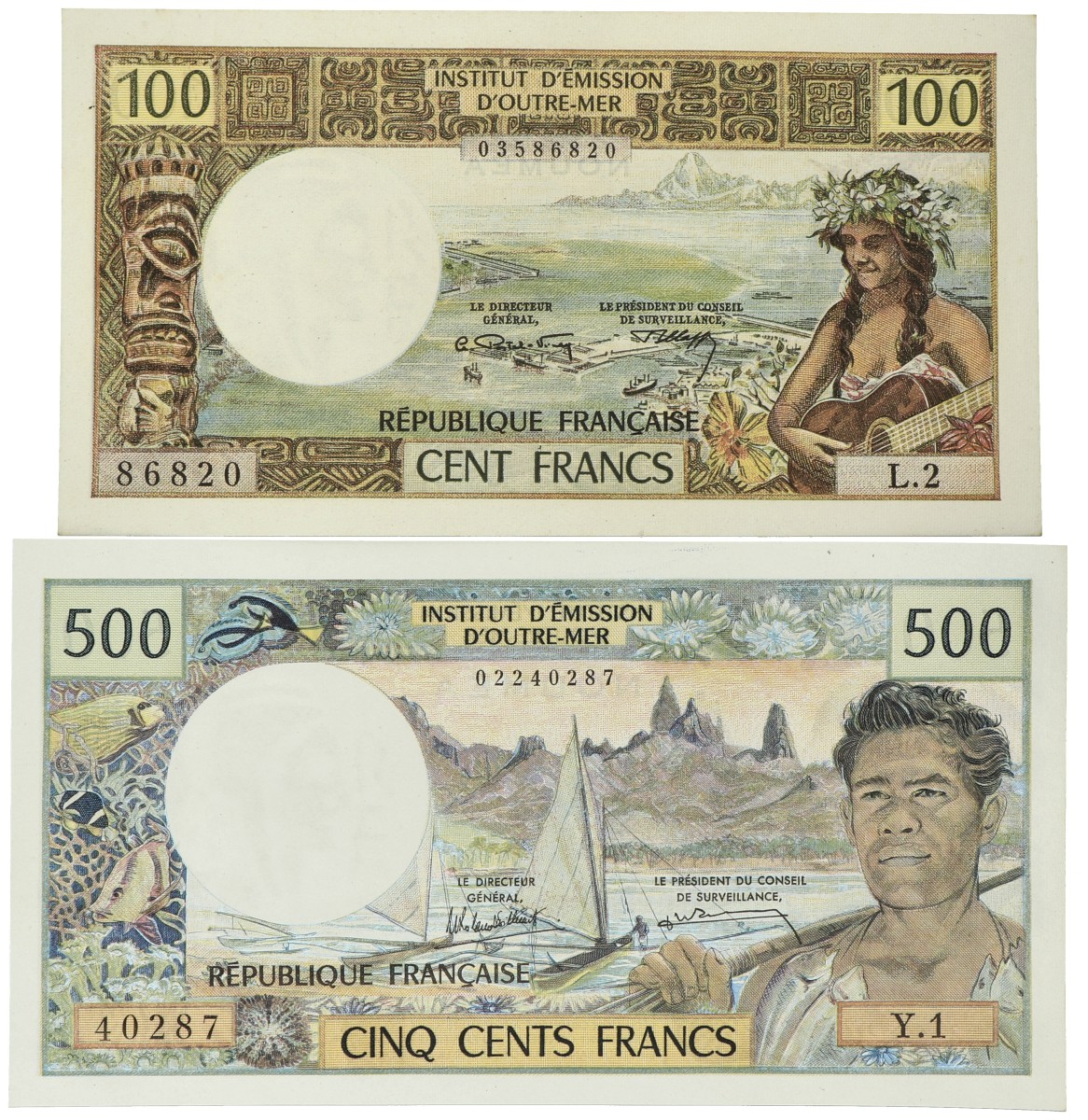 New Caledonia. 100/500 Francs. Banknotes. Type 1969-1992. - UNC.