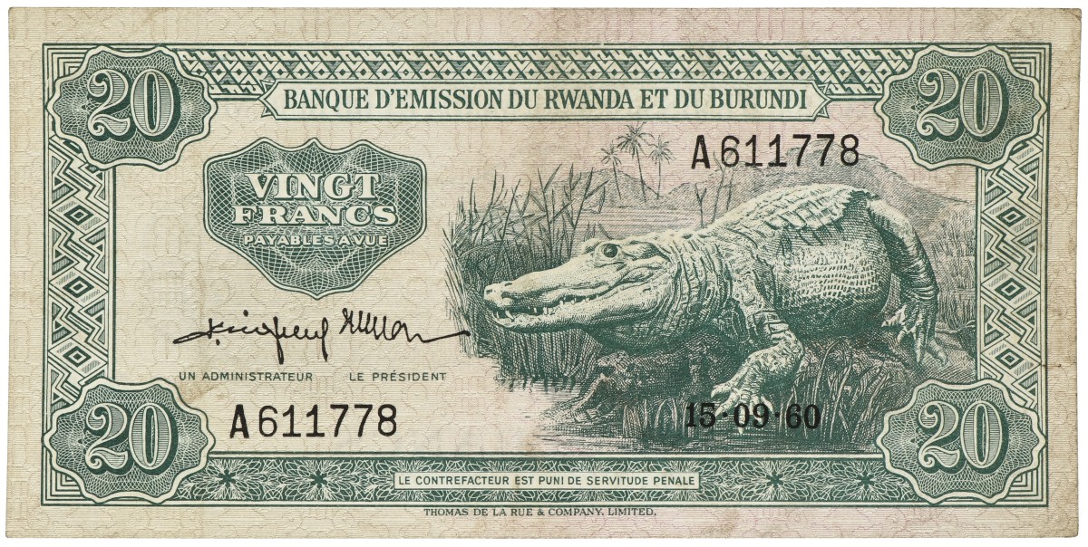 Rwanda - Burundi. 20 Francs. Banknote. Type 1960. - Very fine.