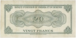 Rwanda - Burundi. 20 Francs. Banknote. Type 1960. - Very fine.