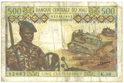 Mali. 500 Francs. Banknote. Type 1973-1984. - Fine +.