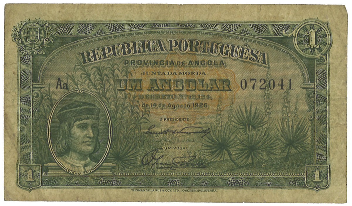 Portugal. 1 Angolar. Banknote. Type 1926. - Fine.