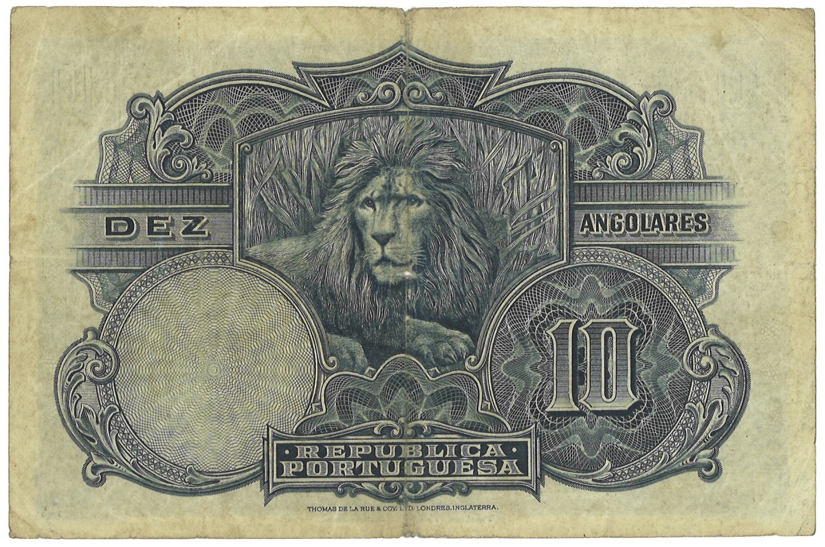 Portugal. 10 Angolares. Banknote. Type 1926. - Very good / Fine.