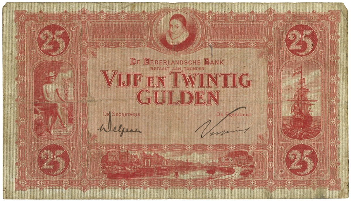 Nederland. 25 Gulden. Bankbiljet. Type 1921. - Zeer Fraai -.