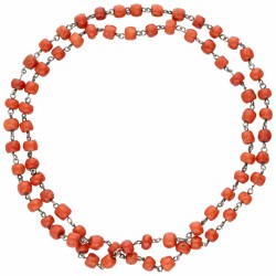 Zilveren schakel collier met bloedkoraal - 835/1000.