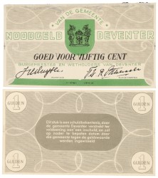 Nederland. 50 cent / 1 Gulden. Noodgeld. Type 1940. Type Deventer. - UNC.
