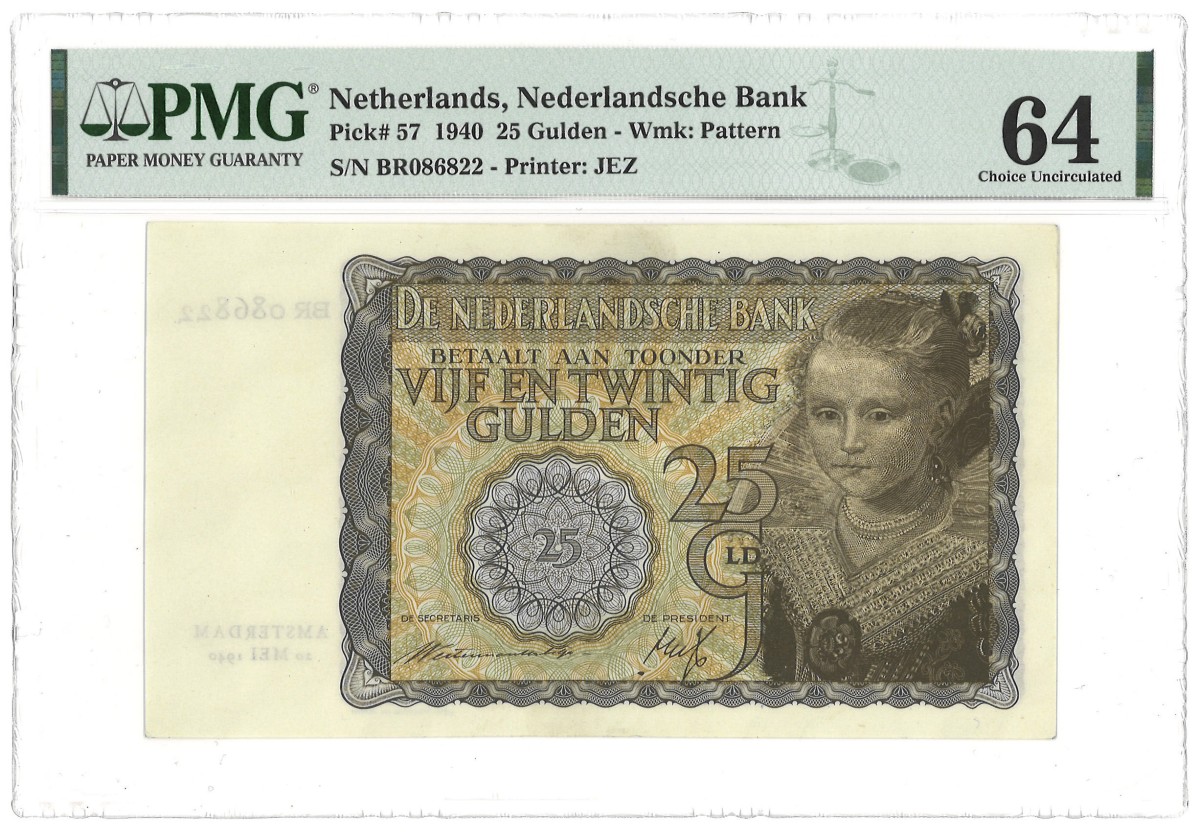 Nederland. 25 Gulden. Bankbiljet. Type 1940. - PMG 64.