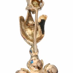 Geelgouden bloemvormige hanger bezet met diamant - 14 kt.