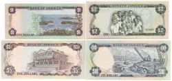 Jamaica. 1/2/5/10 Dollars. Banknotes. Type 1976. - UNC.