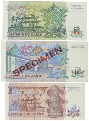 Zaïre. 50/100/2000 Zaïres. Banknotes. Type 1988-1991. - UNC.
