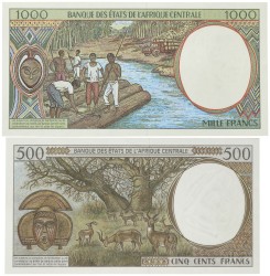 Central African States. 500/1000 Francs. Banknotes. Type ND. - UNC.