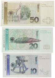 Germany. 10/20/50 Mark. Banknotes. Type 1993. - Very fine / Extremely fine.