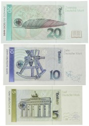 Germany. 5/10/20 Mark. Banknotes. Type 1991-1999. - Extremely fine / UNC.