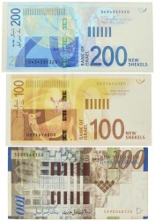 Israël. 100/100/200 Sjekel. Banknotes. Type 2014-2017. - Fine – Extremely fine.