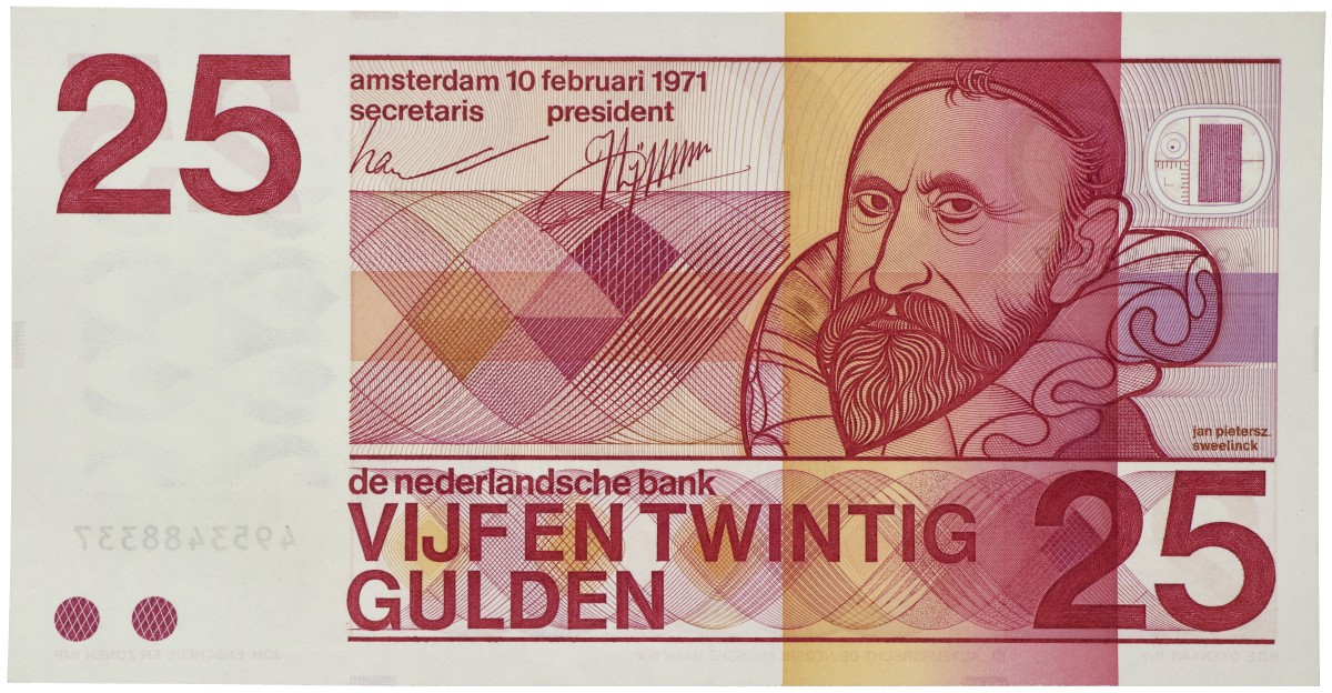 Nederland. 25 Gulden. Bankbiljet. Type 1971. - UNC.