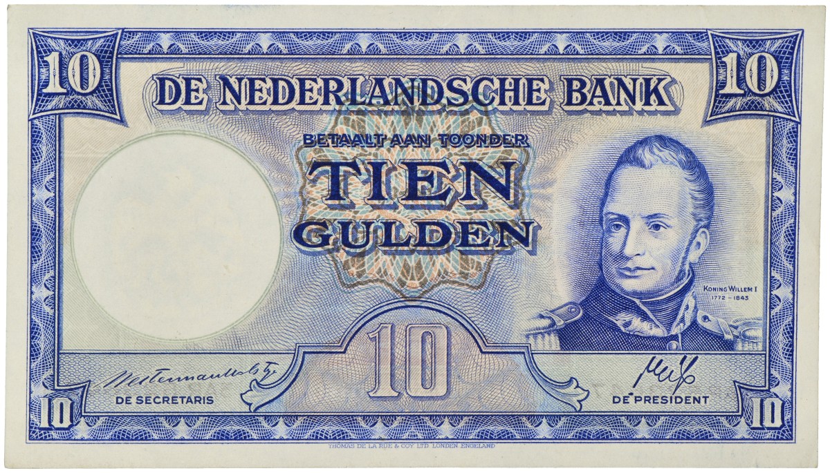 Nederland. 10 Gulden. Bankbiljet. Type 1945. - Prachtig.