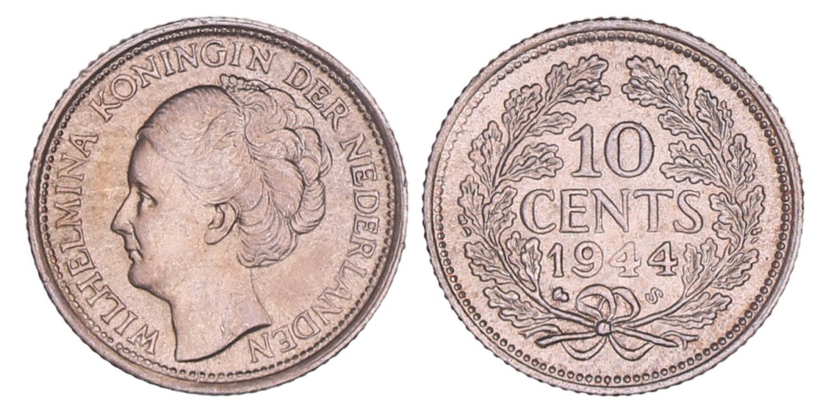 10 cent Wilhelmina 1944 ES. FDC.