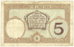 New Hebrides. 5 Francs. Banknote. Type 1941. - Fine.