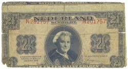 Nederland. 2½ Gulden. Misdruk. Type 1945. - Fraai.