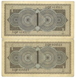 Nederland. 2x 1 Gulden. Misdruk. Type 1949. - Prachtig / UNC.