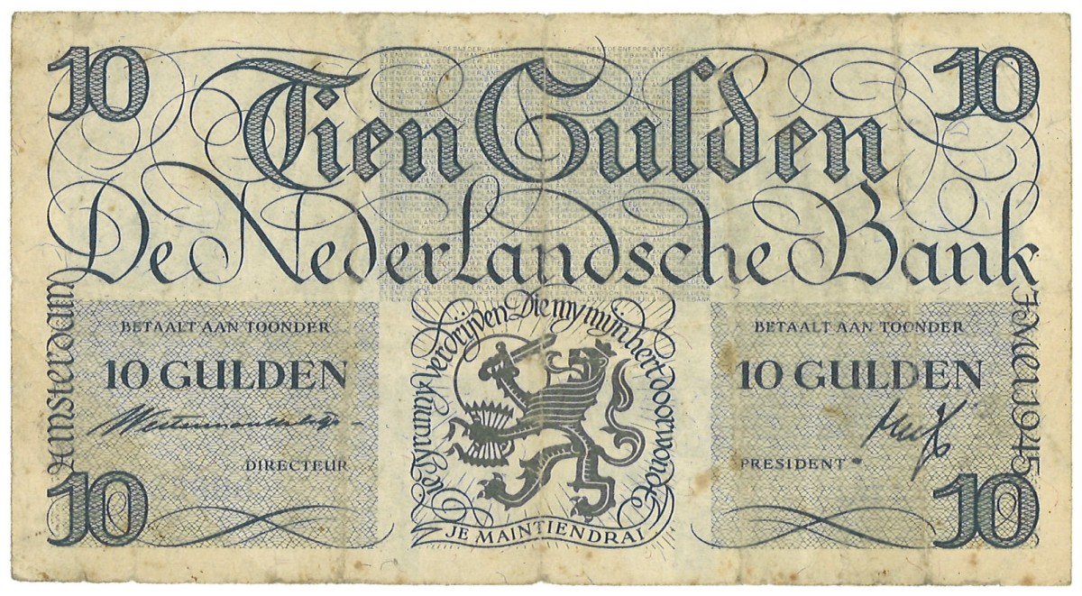 Nederland. 10 Gulden. Misdruk. Type 1945. - Fraai.