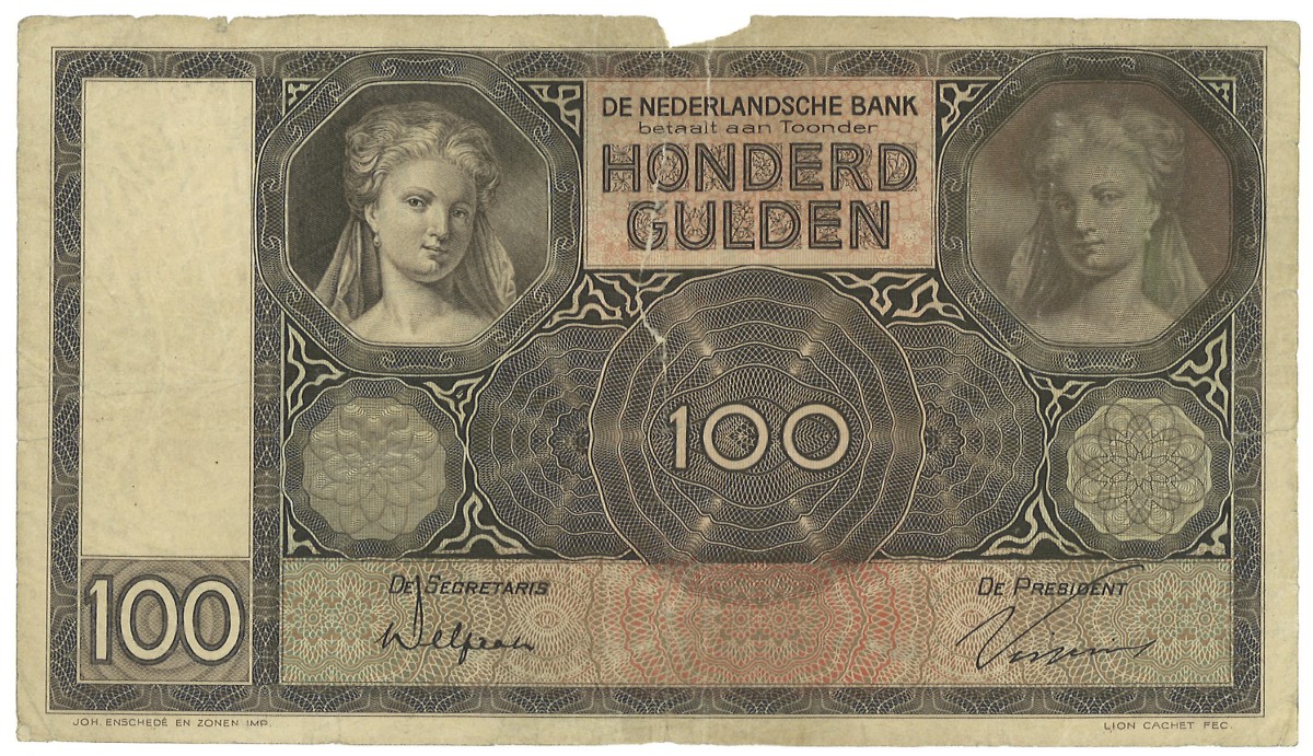 Nederland. 100 Gulden. Misdruk. Type 1930. - Zeer Fraai.