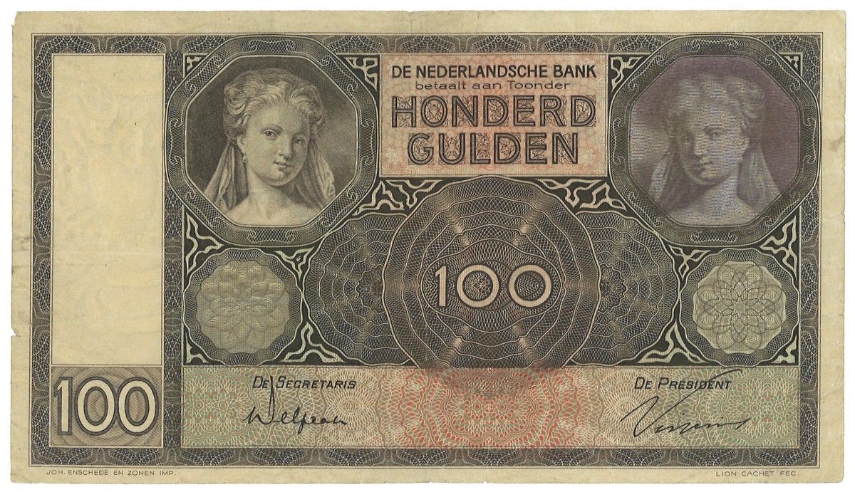 Nederland. 100 Gulden. Misdruk. Type 1930. - Zeer Fraai.