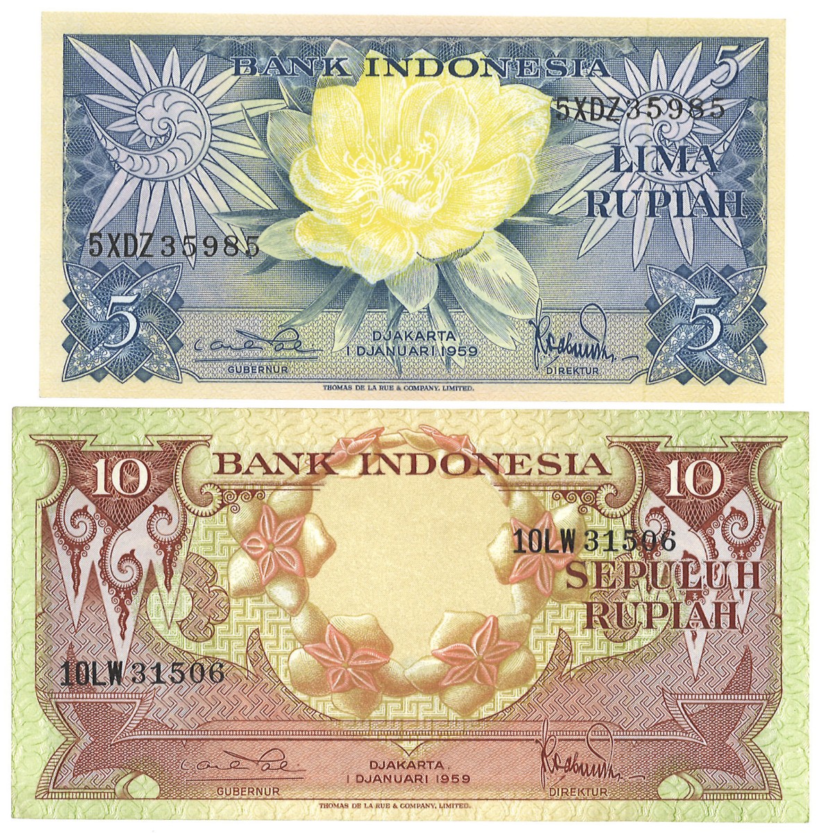 Indonesie. 5/10 Rupiah. Banknote. Type 1959. - UNC.