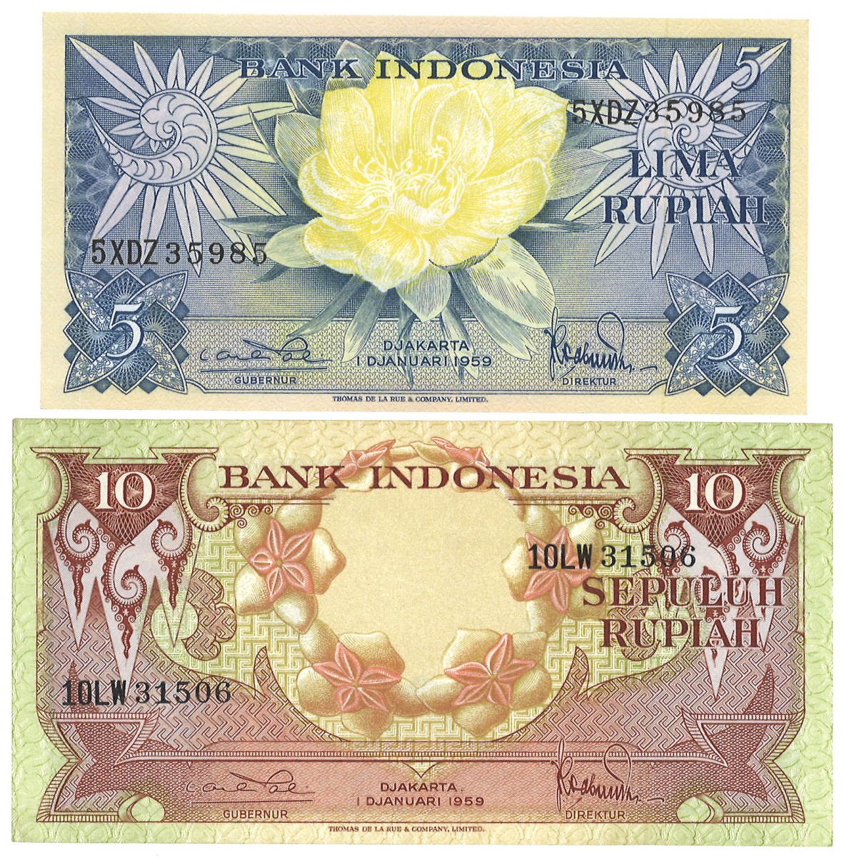 Indonesie. 5/10 Rupiah. Banknote. Type 1959. - UNC.