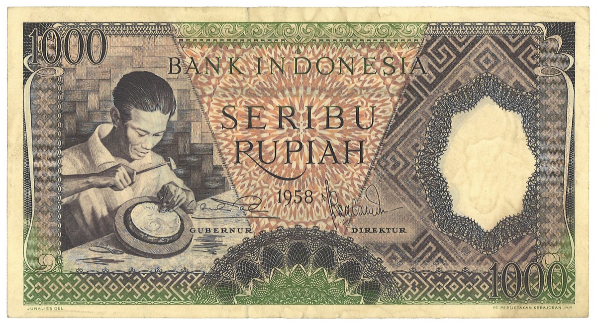 Indonesia. 1000 Rupiah. Banknote. Type 1958. - Very fine.