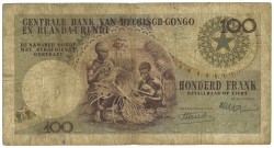 Belgian Congo. 100 Francs. Banknote. Type 1955. - Fine.