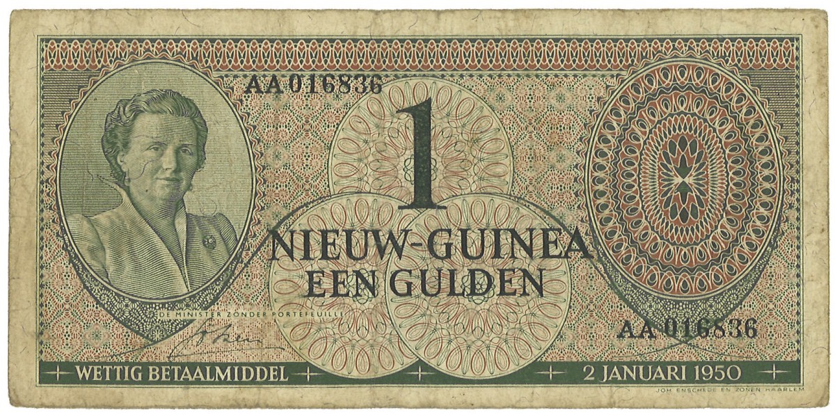 New Guinea. 1 Gulden. Banknote. Type 1950. - Very fine.