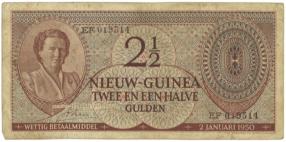 New Guinea. 2½ Gulden. Banknote. Type 1950. - Very fine.