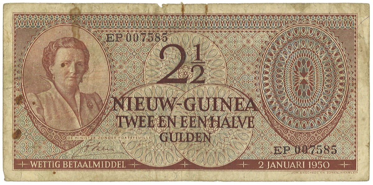 New Guinea. 2½ Gulden. Banknote. Type 1950. - Fine.