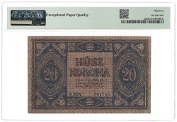 Hungary. 20 Korona. Banknote. Type 1919. - PMG 55EPQ.