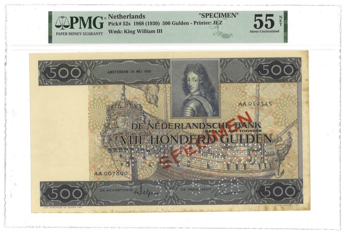 Nederland. 500 Gulden. Specimen. Type 1930. - PMG 55.